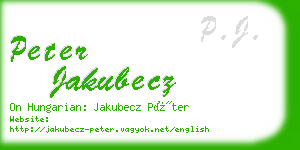 peter jakubecz business card